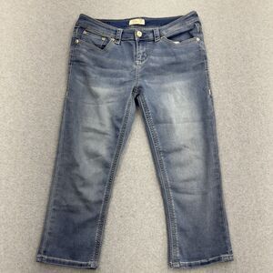 Seven7 Jeans Womens 12 Mid Rise Cropped Light Wash Y2K Whiskered Sandblasted
